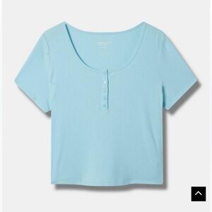 Torrid Fitted Super Soft Scoop Neck Baby Henley Tee 3X Teal
